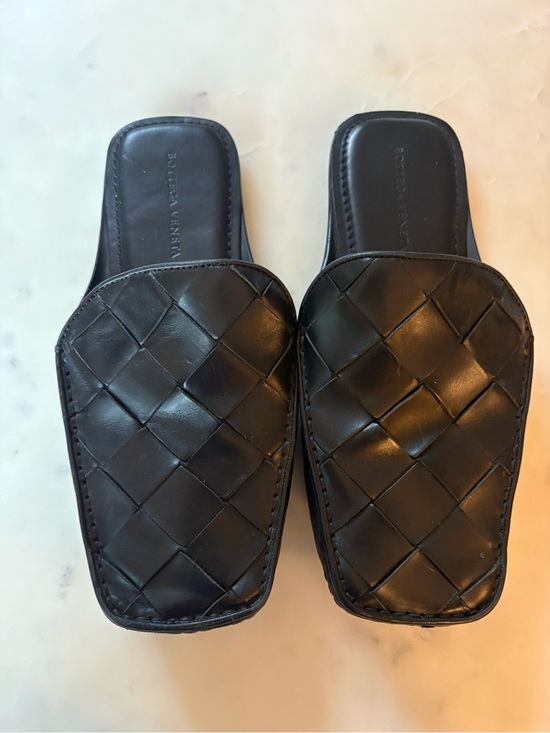 Bottega Veneta Shoes - Bottega Veneta Intrecciato Black Woven Leather Slides Size 40
